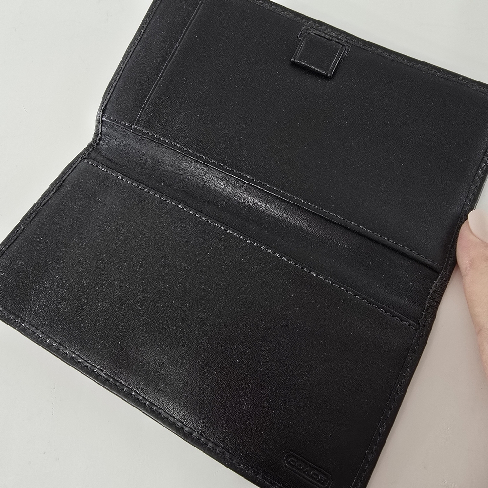 Coach Soho Ashley Leather Signature CC Checkbook Wallet W/ Insert Midnight Blue - Picture 2 of 11